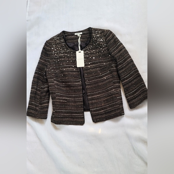 NWT! Metallic Tweed Sequin Crop Women's Open Front Spring Blazer/Jacket Small - Picture 9 of 17